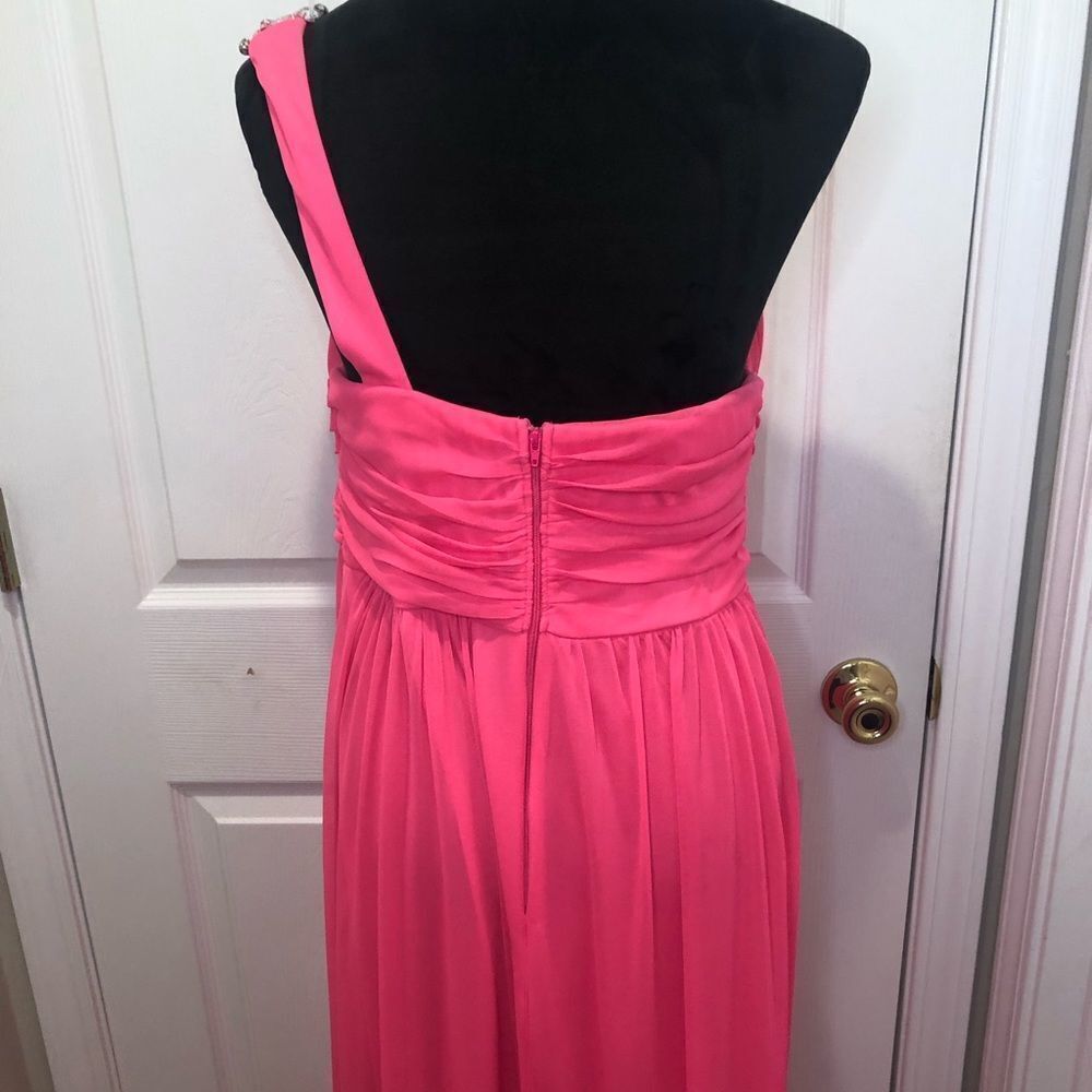 Deb pink maxi length formal prom dress with jeweled strap, size 14 - Picture 9 of 13